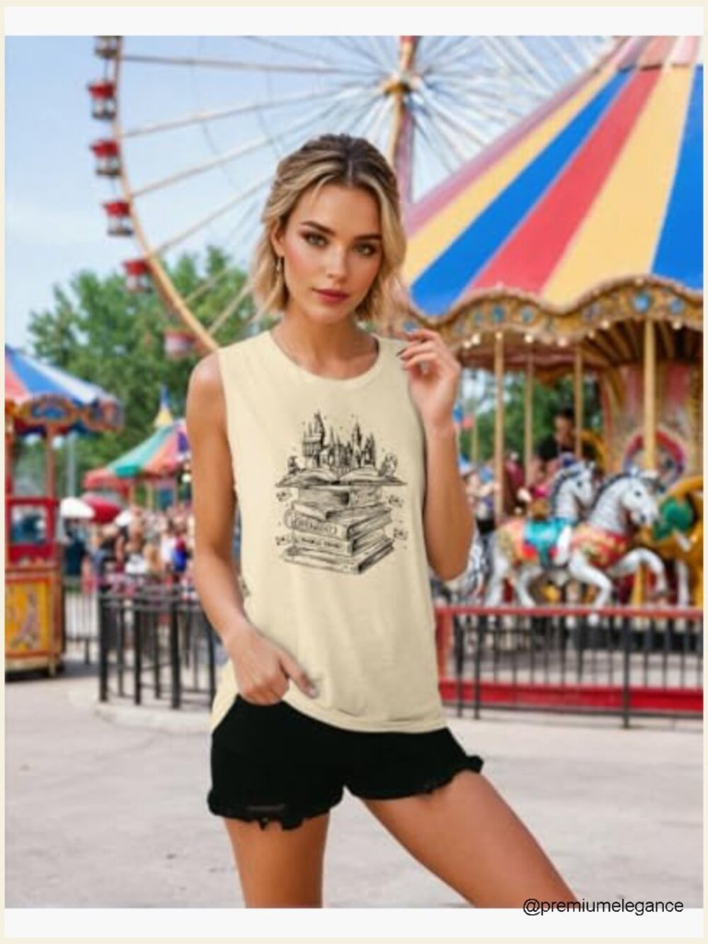 Flourish and Blotts Tank Top - Wizard Magical Costume Tee for Women - Picture 3 of 5